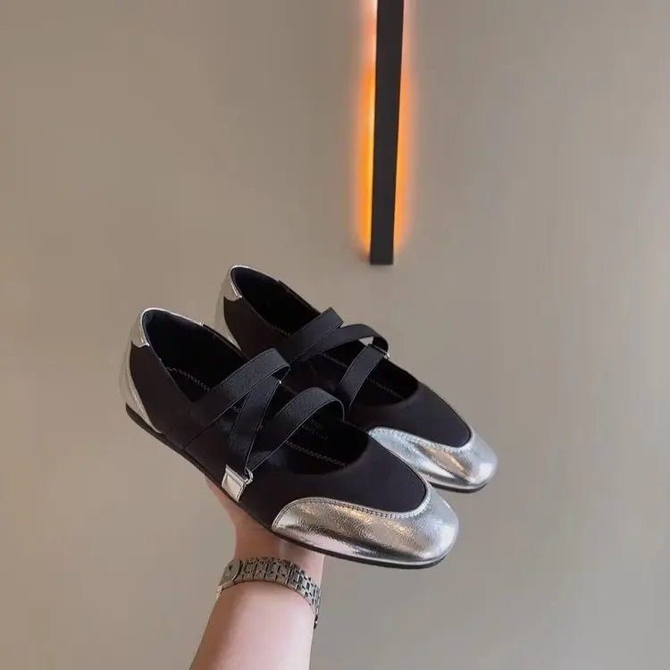 2025 Spring/Fall New Mary Jane Flats - Ballet-Inspired Round-Toe Slip-On Shoes with Elastic Strap, Vintage Work Pumps for Women