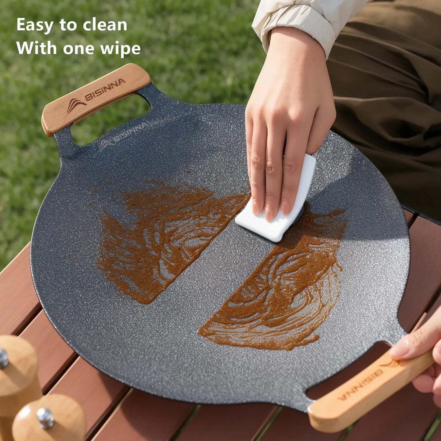 BISINNA 30CM Outdoor BBQ Grill Pan Non Stick Stovetop Baking Tray Korean Roastig Grill Plate Camping Equipment