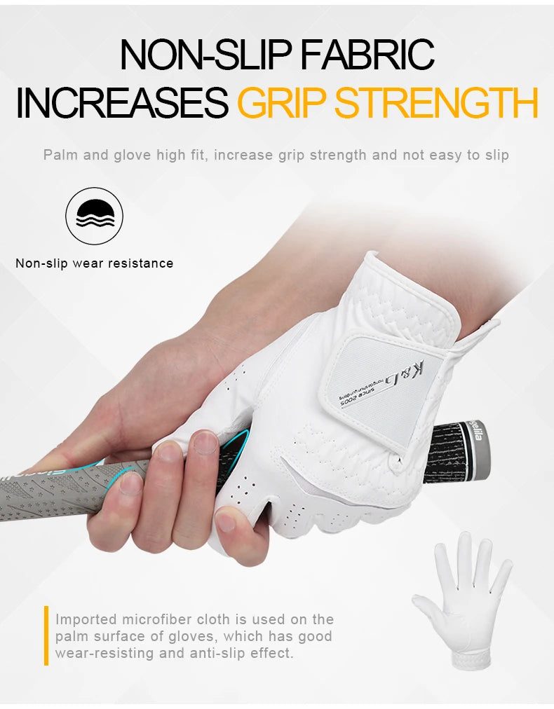 High Quality Golf Gloves Men's Gloves Left Hand Soft White Dark Grey Swing Training Granules Breathable Namib Gloves Non-slip
