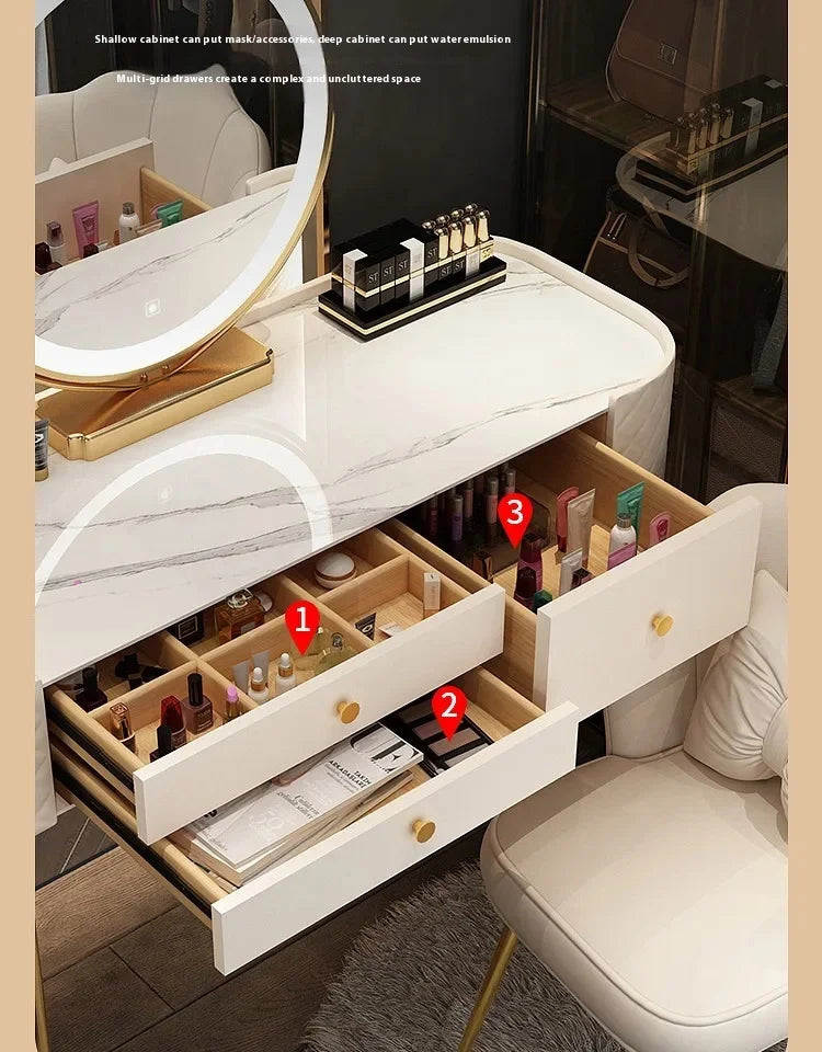 Makeup Luxury Dressing Table Mirror Led Light Salon White Dressing Table Storage Bedroom Comoda Pra Quarto Home Furniture