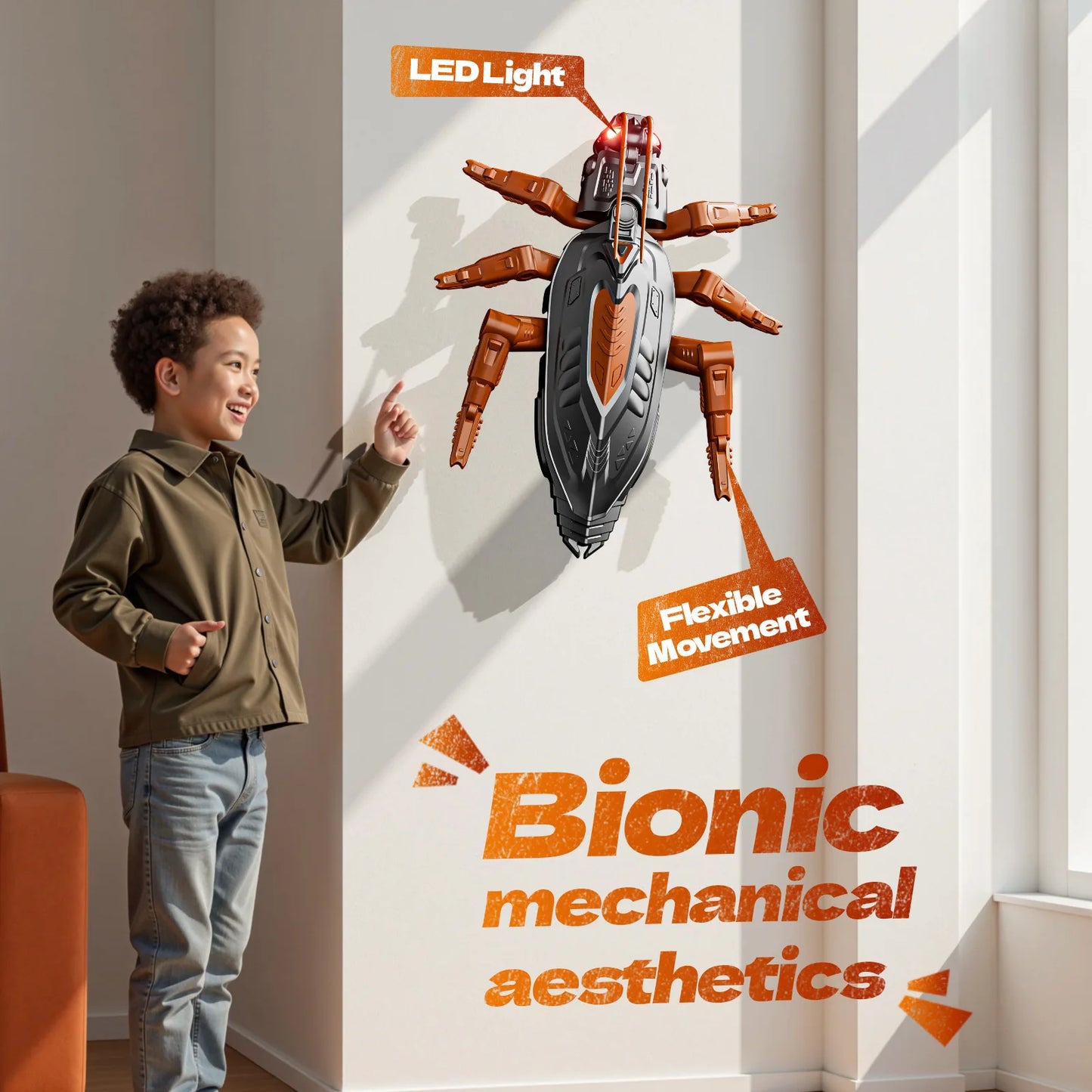 Wall Climbing RC Gecko Toy, Rechargeable Remote Control Lizard with LED Eyes, Dual Mode for Floor & Wall, Gift for Kids Boys 3+