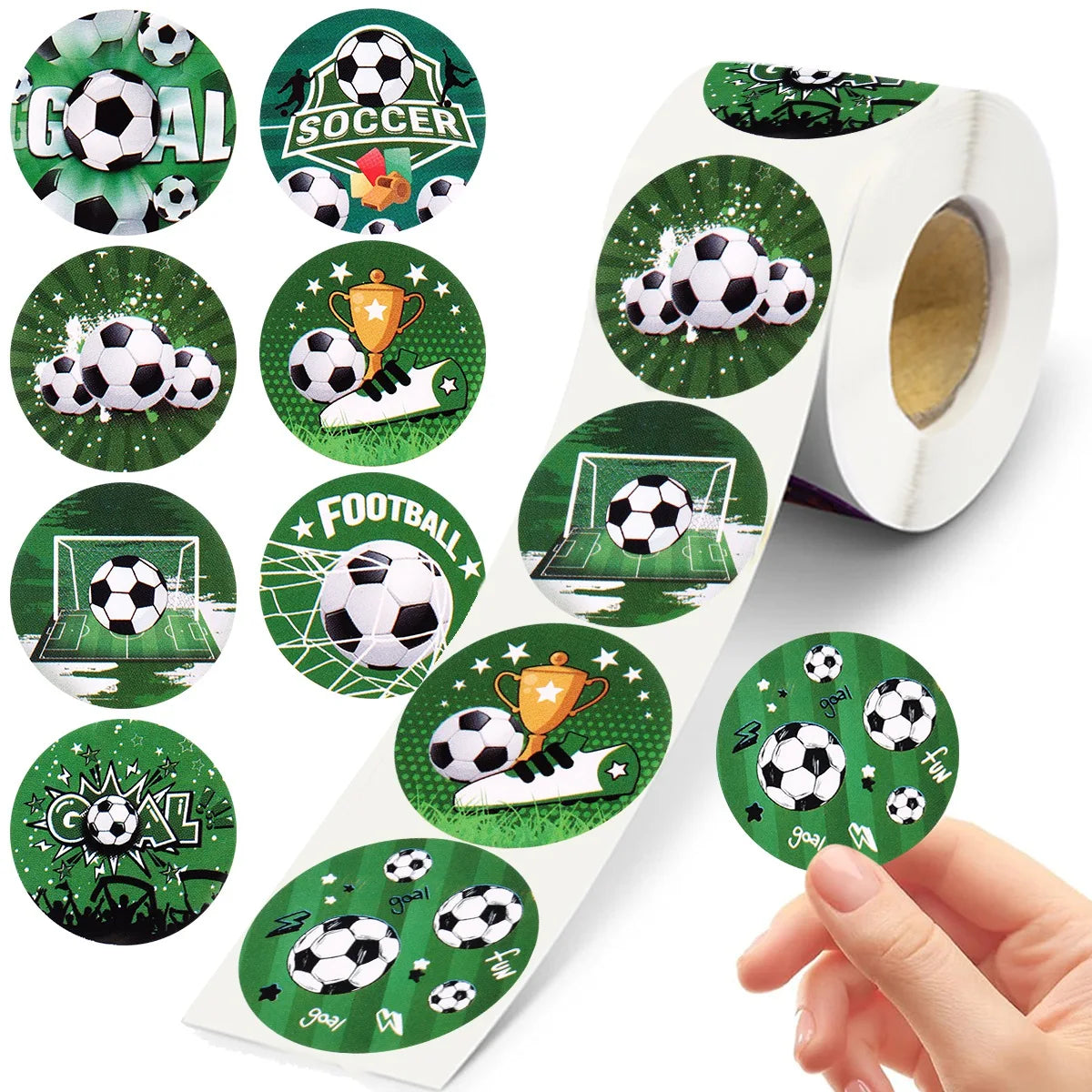 500pcs Soccer Stickers Football Theme Label Sealing Sticker for Boys Birthday Baby Shower Party Supplies Sports Theme Decor