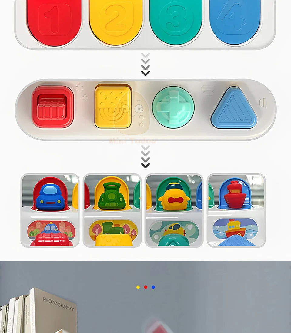 Baby Pop Up Toy Montesorri Fine Motor Skill Training Press Pull Click Animal Car Button Educational Toys For 13 24 Month Infant