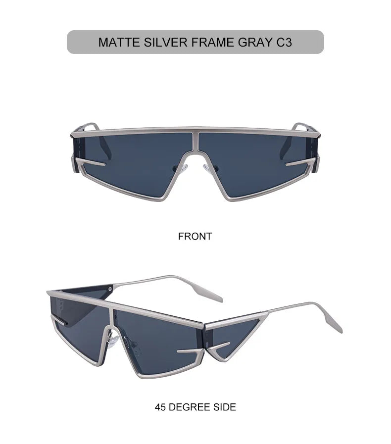 Y2K Punk Shield Sunglasses Square Frame UV400 Protection