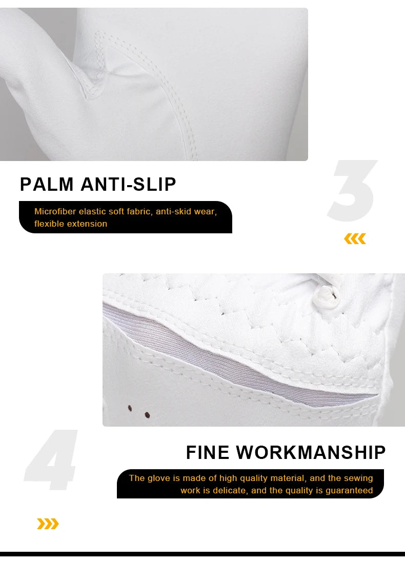 High Quality Golf Gloves Men's Gloves Left Hand Soft White Dark Grey Swing Training Granules Breathable Namib Gloves Non-slip