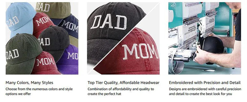 DAD MOM Embroidery Pure Cotton Men's Baseball Cap For Man  Womne's Fashion Sport Golf Caps Sun Hat Dropshipping