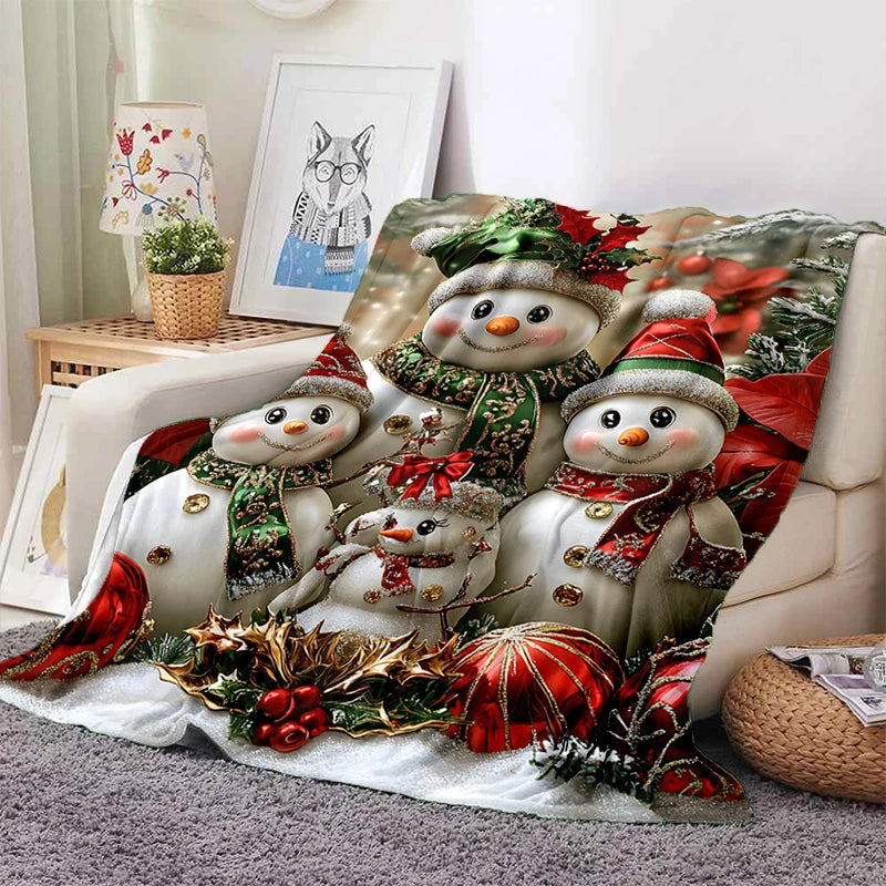 Cartoon Santa Claus Merry Christmas Snowman New Year Gift Soft Flannel Blanket for Beds Bedroom Sofa,Throw Blanket for Cover