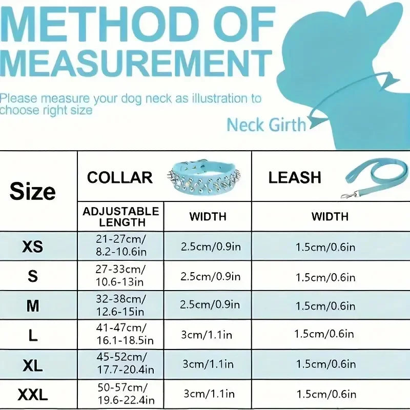 Adjustable Spike Pet Dog Collar Neck Strap PU Leather Punk Rivet Dog Collar Pet Collar Strap Set Suitable for Small Dogs and Cat