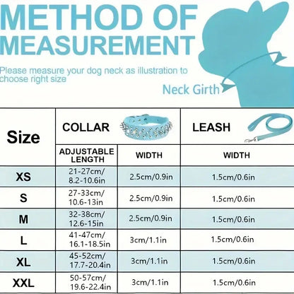 Adjustable Spike PU Leather Dog Collar With Rivets For Small Dogs And Cat