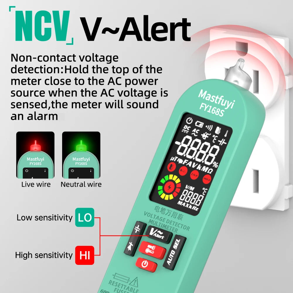 MASTFUYI Professional Digital Multimeter AC/DC Voltage Current 6000 Counts True RMS Volt Amp Ohm Hz Capacitance NCV Tester Tools