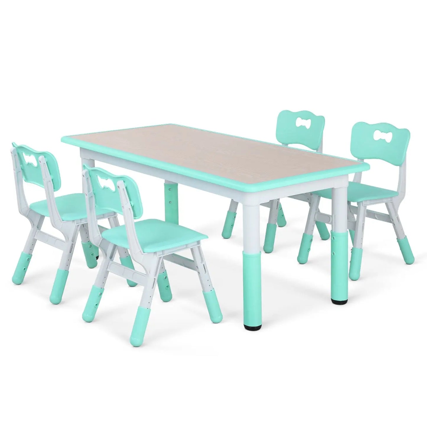 Kids Table and 4 Chairs Set, Height Adjustable Toddler Table and Chair Set, Graffiti Desktop, Non-Slip Legs, Children Multi-Acti