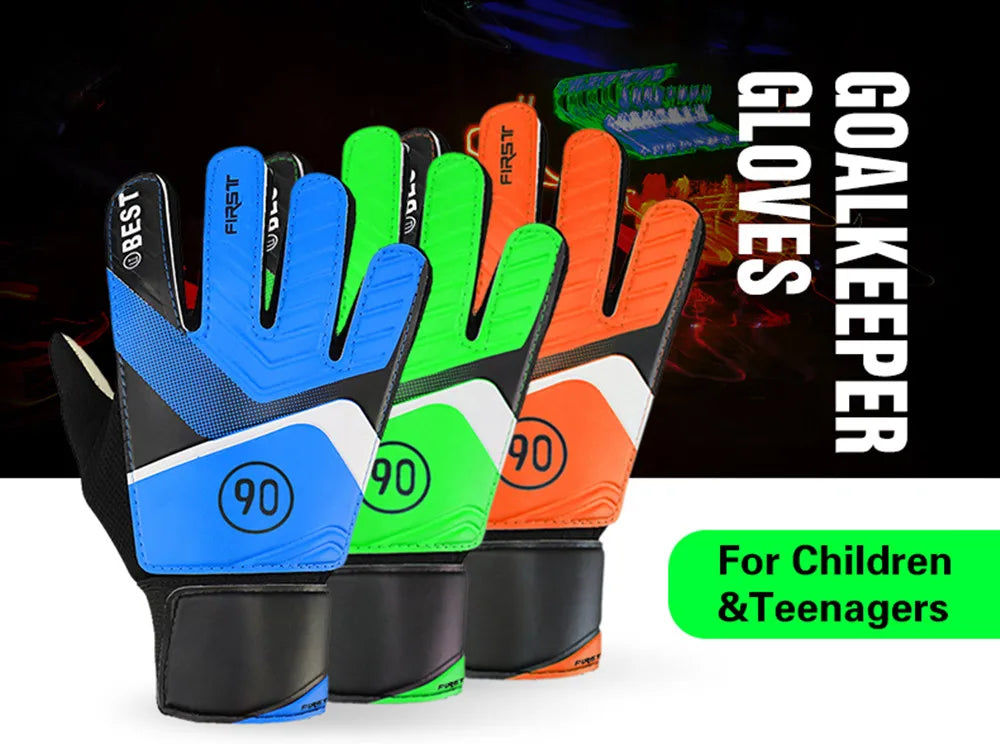 1 Pair Children Anti-Slip Glove Goalkeeper Gloves Finger Protection Goal Thickened Latex Football Gloves