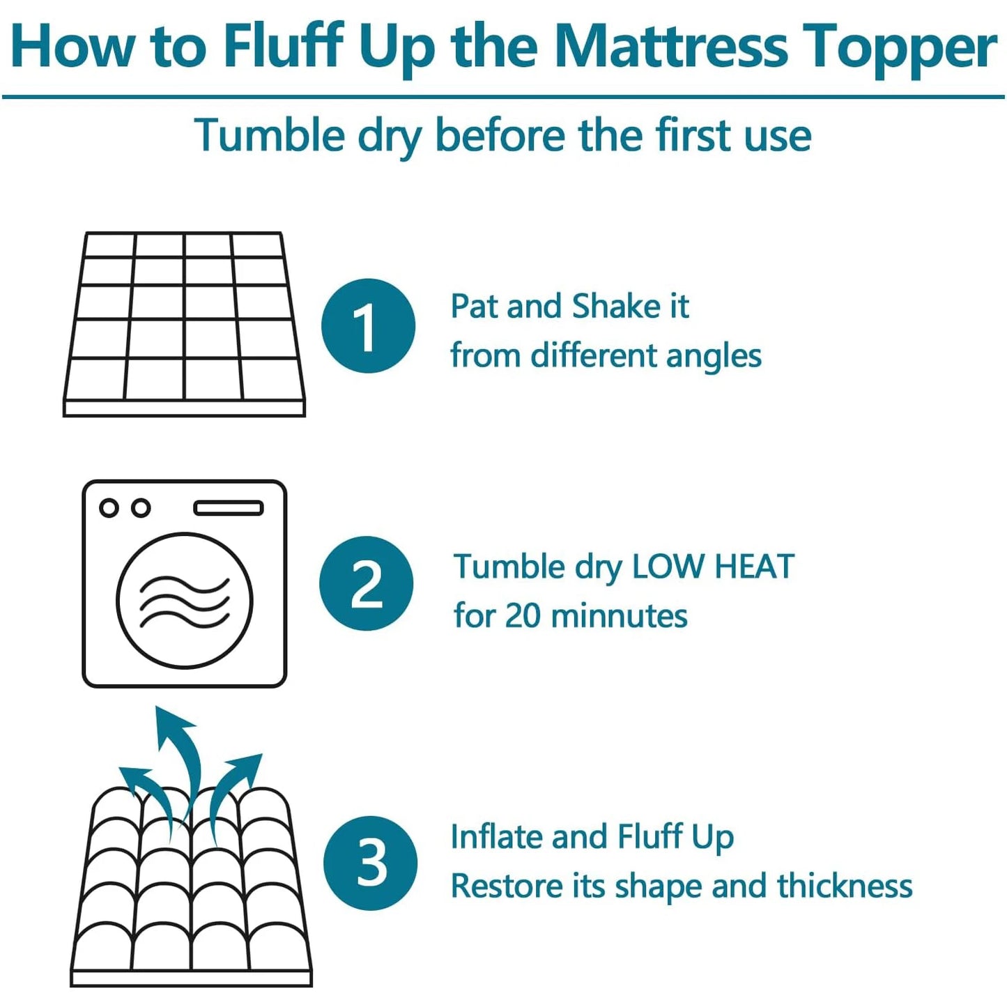 Memory Foam Mattress Topper for Back Pain Relief, Down Alternative-Lined Mattress Pad, Filled with Breathable & Soft Pillow Top