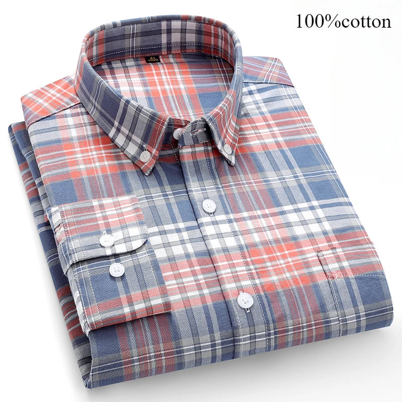 Fashion over size 7XL long-sleeve shirts for men 100%cotton Oxford slim fit plain shirt soft casual elegants designer clothes