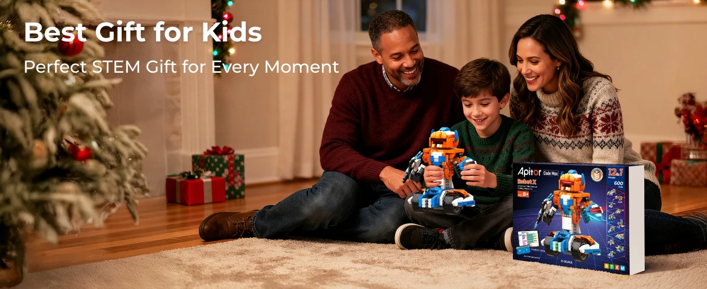 Apitor Robot Building Kit, 12-in-1 Programmable APP Remote Control RC Car, STEM Robotics Coding Set, Educational Birthday Gifts