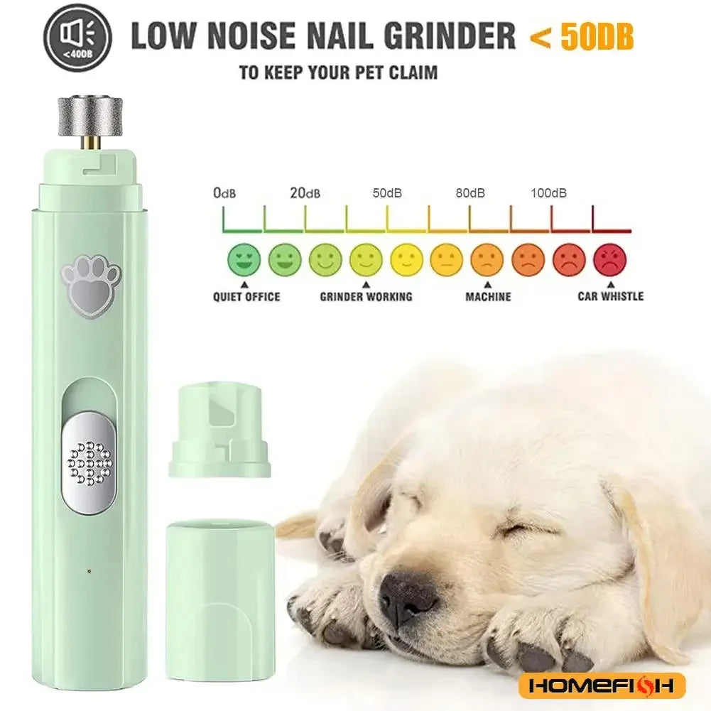 Electric Dog Nail Grinder – USB Rechargeable Pet Nail Clipper with Polisher Wheel