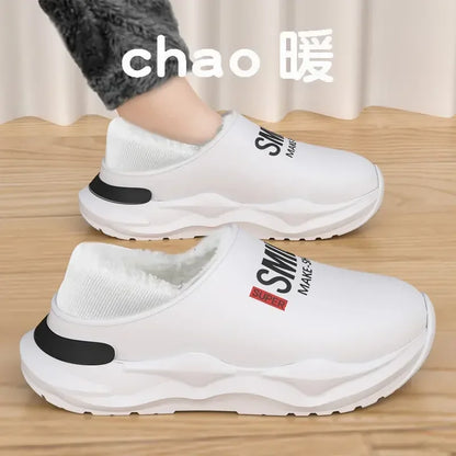 Mens Slippers Winter Warm Shearling Lining Indoor Outdoor Rubber Insole