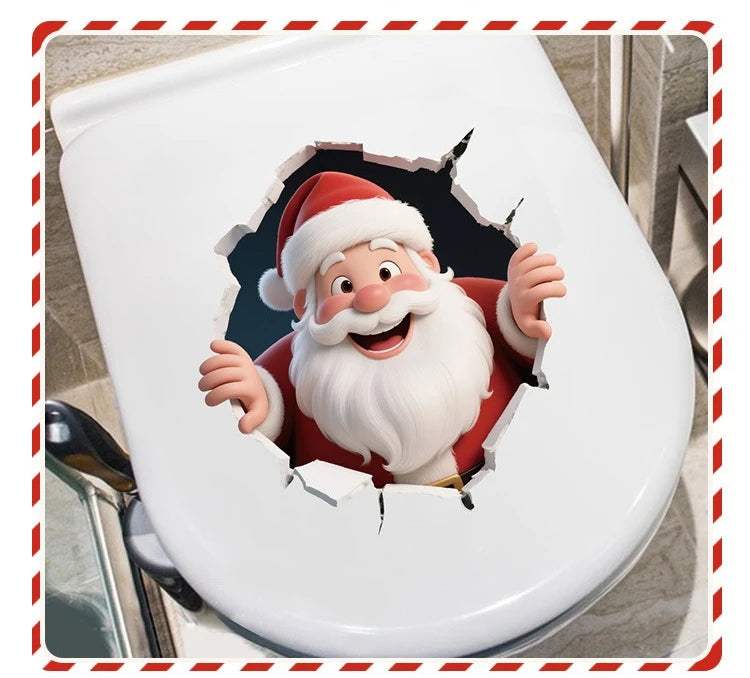 Christmas 3D Santa Break-Through Wall & Window Sticker – PVC Decoration