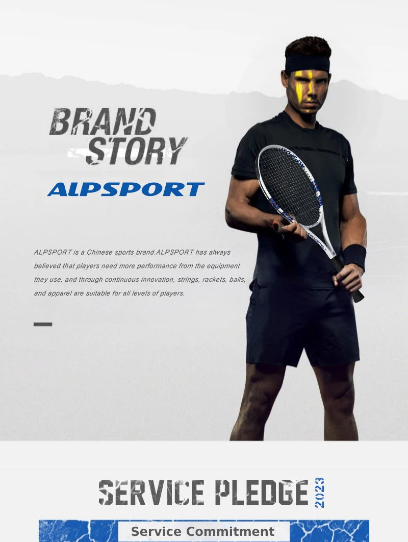 ALPSPORT Carbon Fiber Tennis Racket T800 18K-Professional Grade with Bag&Strap Lightweight Training Racquet for Adults Men&Women