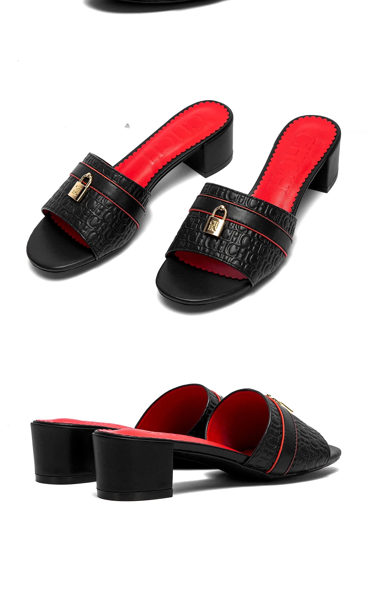 CHCH Women's Heels Sandals Low Block Chunky Heeled Sandals Slide Sandals Slip on Comfortable Casual Pumps Shoes 5cm