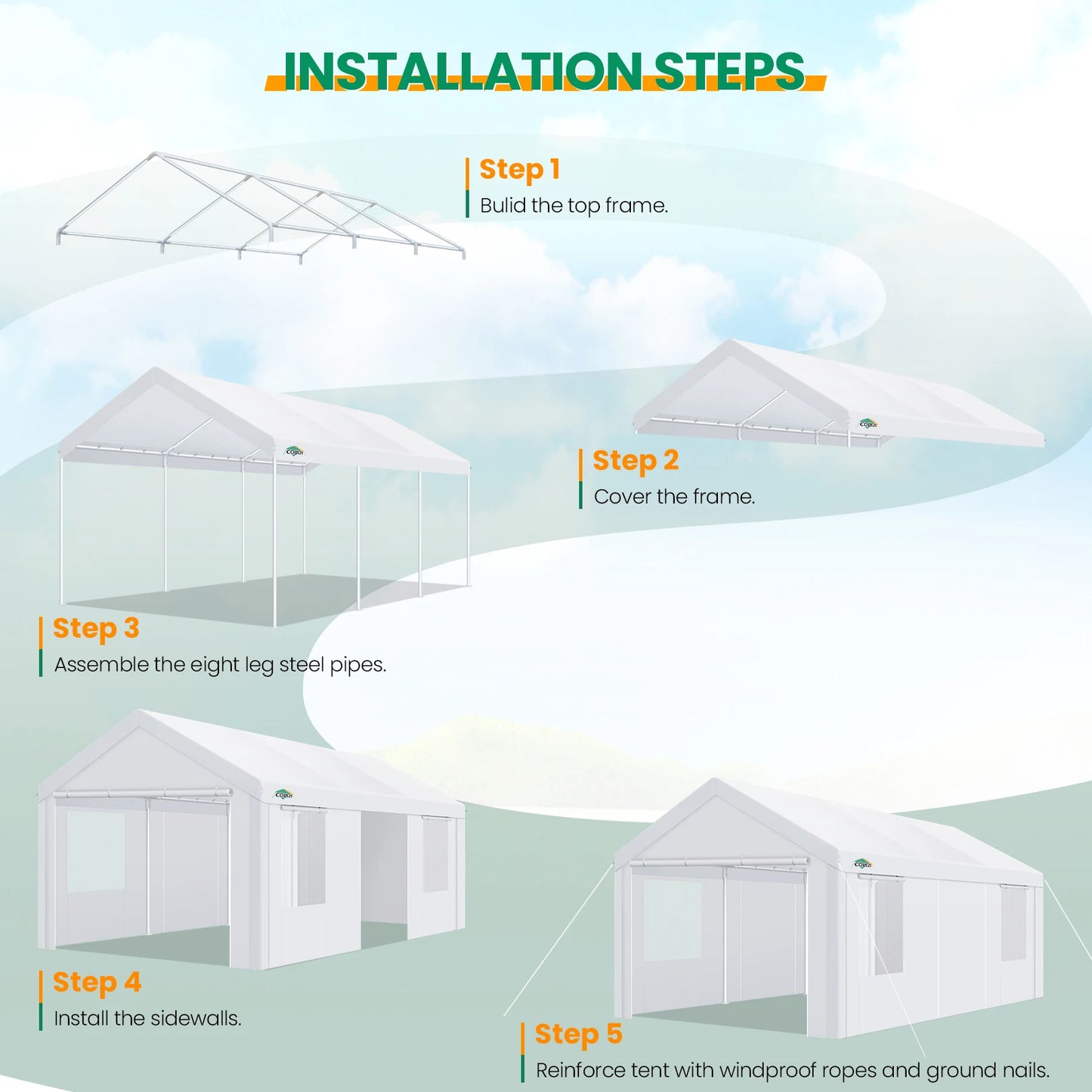 Carport Canopy 12x20 Heavy Duty Portable Garage with Roll-Up Ventilation Windows & Doors,Removable Sidewalls Car Canopy Car Tent