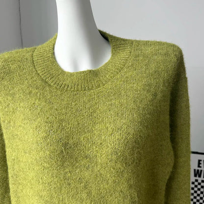 Womens O-Neck Knit Sweater Oversized Pullover Acrylic