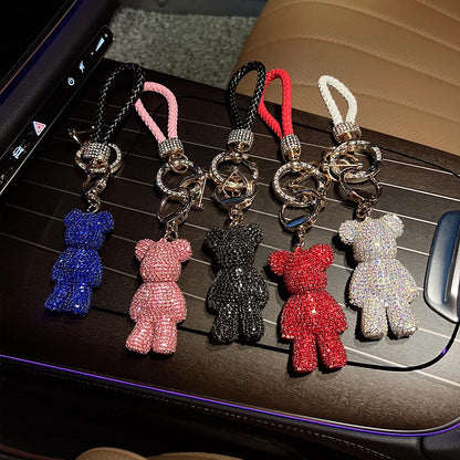Bear Shaped Keychain And Bag Pendant With Rope Design