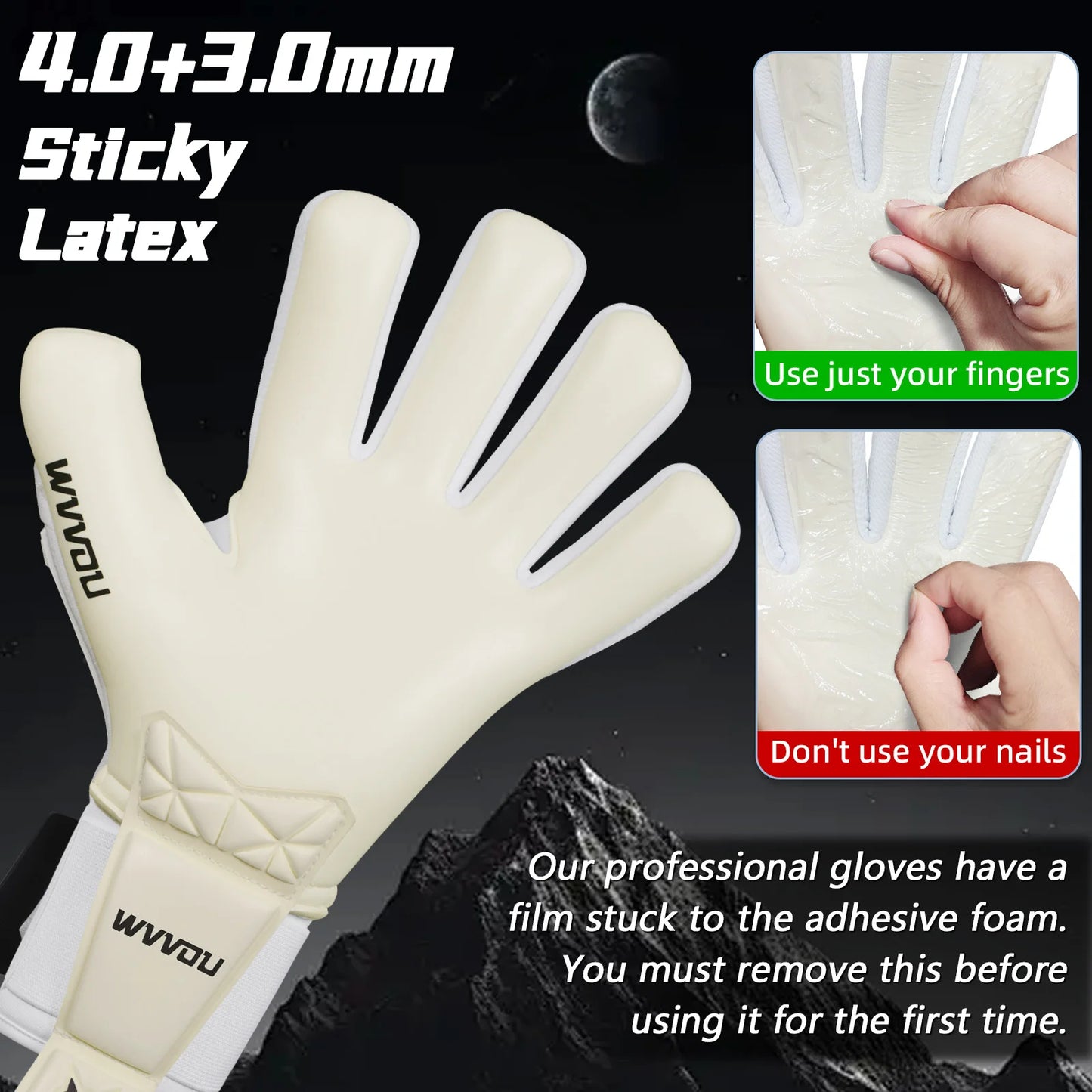 WVVOU Soccer Goalie Gloves for Adults and Youth, High Performance Goalkeeper Gloves with 5 Detachable Finger Saves