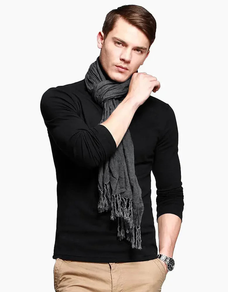 New Men Fashion T Shirt Tees Slim Tops Male Stretch T-shirt Turtleneck Long Sleeve Tee Shirts High Collar Men's Tees