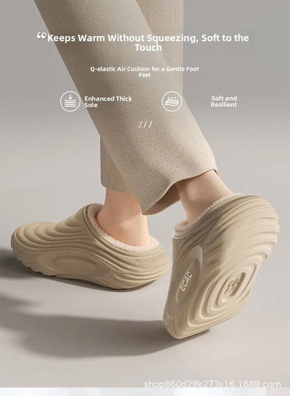 Waterproof Indoor Slippers For Men EVA Sole Fleece Lined Non Slip Winter