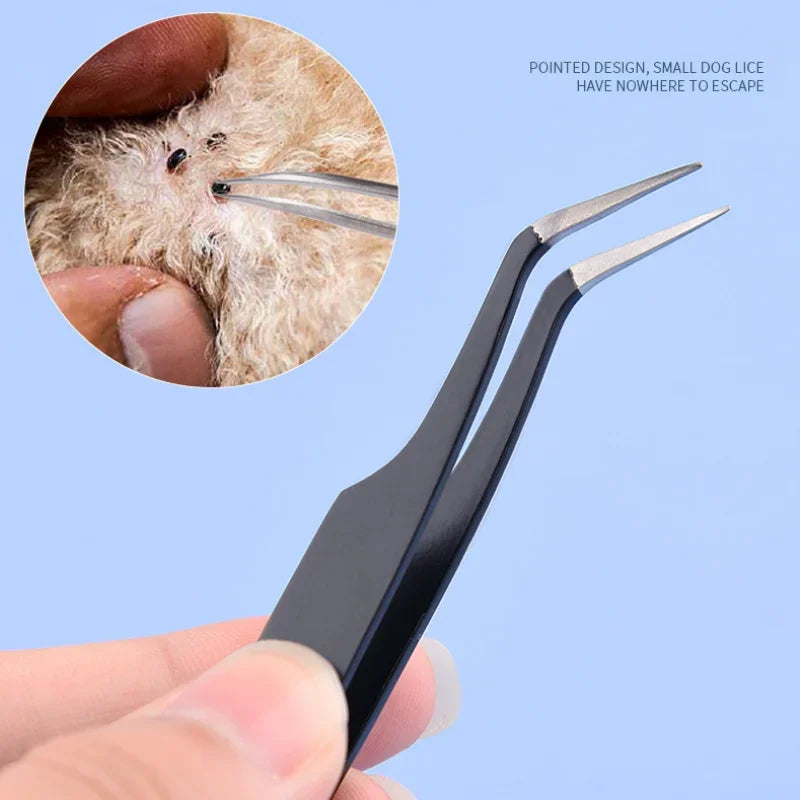 Tick Removal Tool for Pets Stainless Steel Pet Flea Removal Tool 2-in-1 Tick Removal Tool Professional Tick Removal Tweezers Dog
