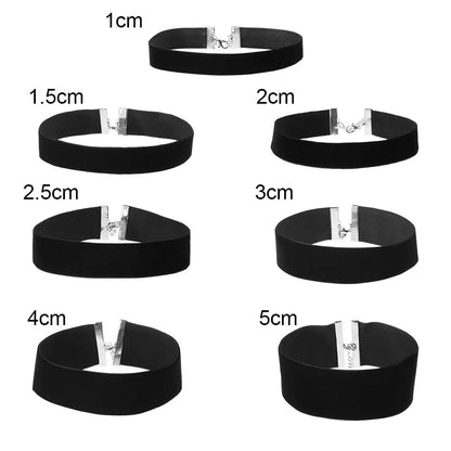 Gothic Velvet Choker Necklace Black 30 To 35 Cm Aluminium Alloy