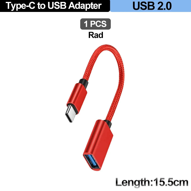 For Mobile Phone USB Female to Type C Male Adapter OTG 15.5CM Long Cable For Xiaomi Samsung S20 Huawei OTG Data Cable Converter