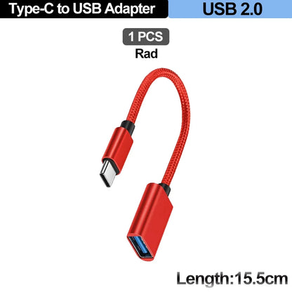 USB A Female to USB-C Male OTG Cable Length 15.5 Cm