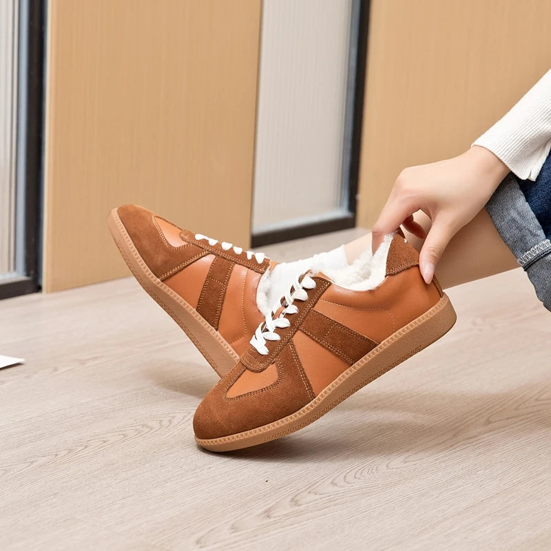 AIYUQI Women's Sneakers 2025 New Genuine Leather Ladies Moral Training Shoes Casual Spring Flat Shoes Women