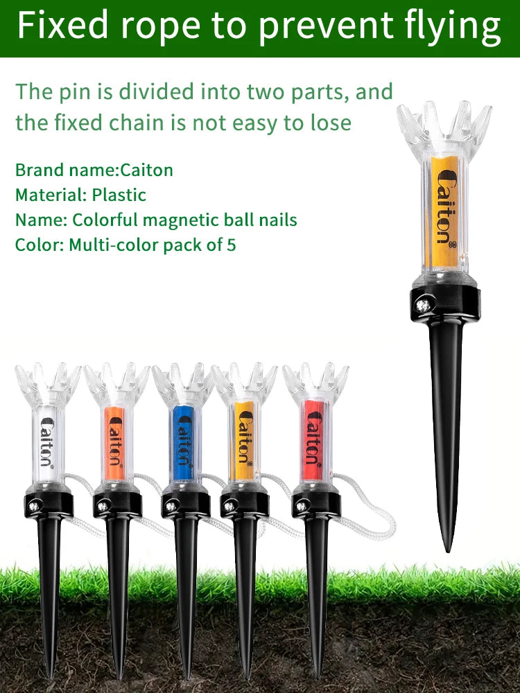 Improve Your Golf Game with the Caiton 5pcs Magnetic Plastic Golf Tee Set - 360degree Bounce