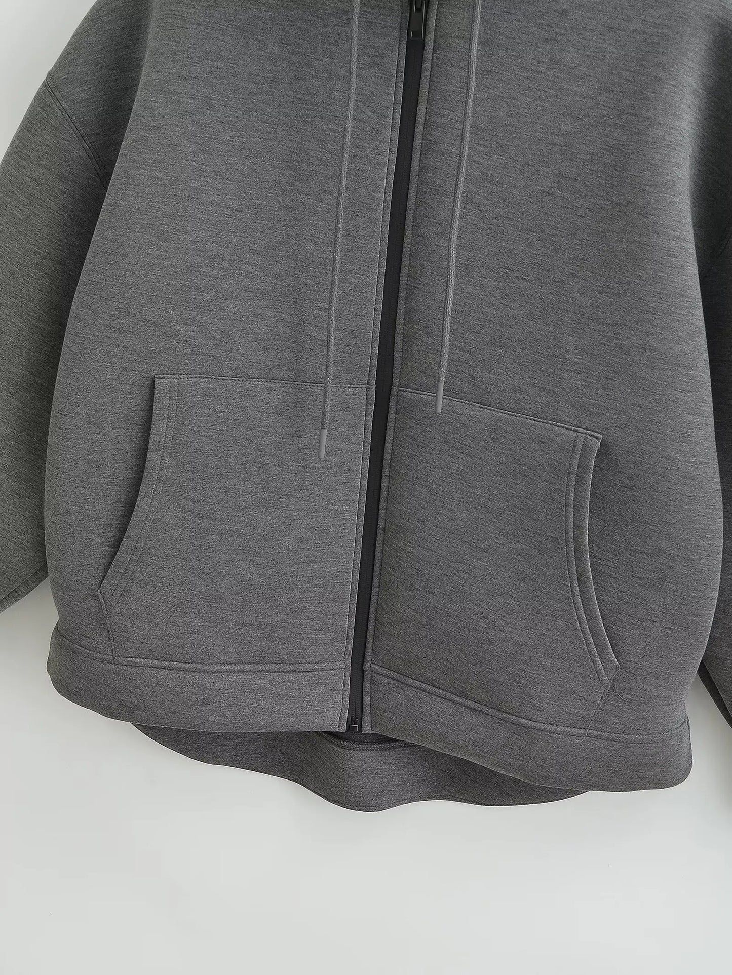 HH 2025 Casual Women's Soild Zipper Hoodie Long Sleeve Big Pocket Zipper Jacket With Hood Female Loose Outerwear Coat Tops