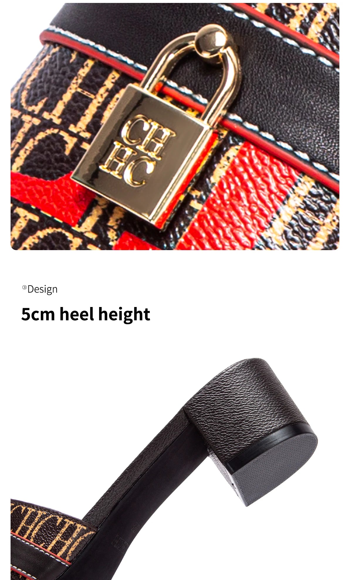 CHCH Women's Heels Sandals Low Block Chunky Heeled Sandals Slide Sandals Slip on Comfortable Casual Pumps Shoes 5cm