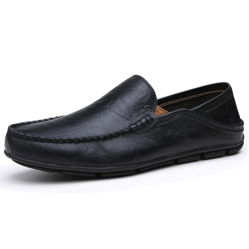 Men's Leather Slip-On Loafers, Business Casual Moccasin Shoes