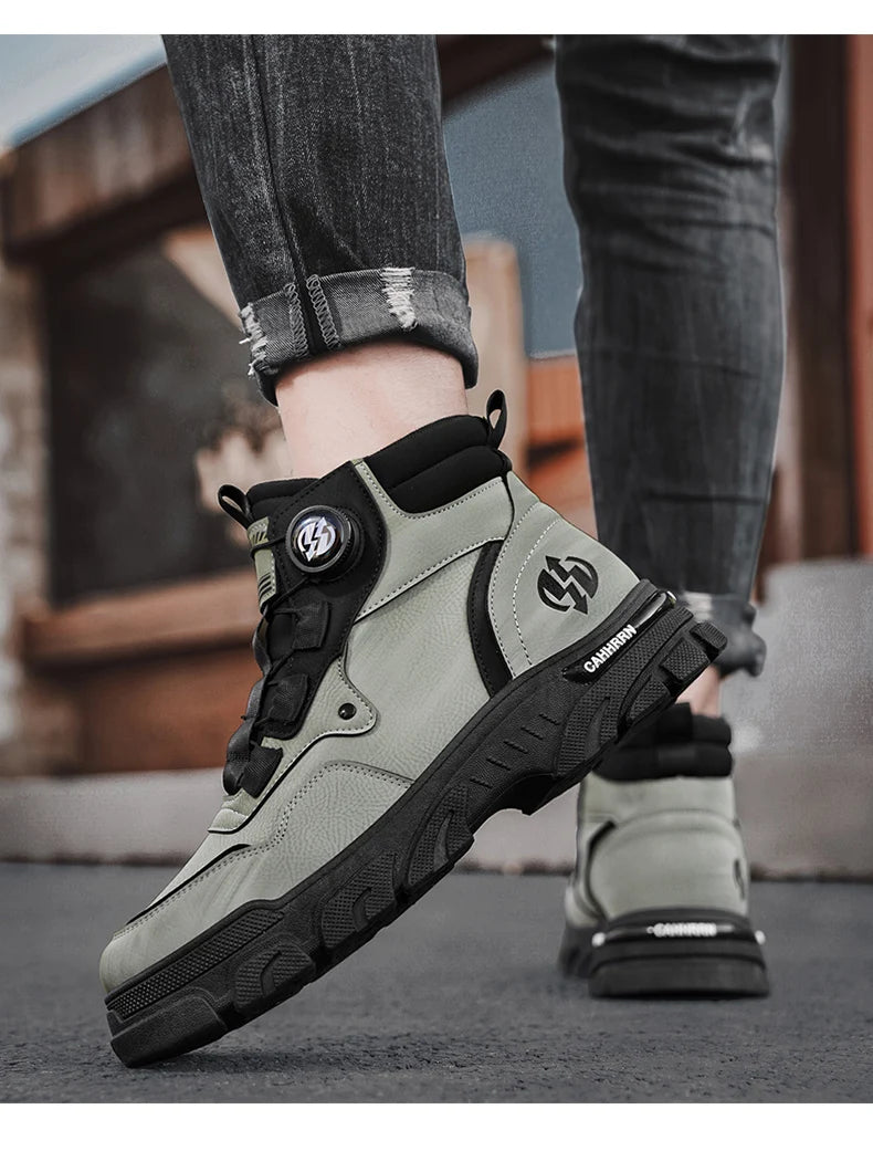 Winter Leather Boots Ankle Outdoor Work Chelsea Style