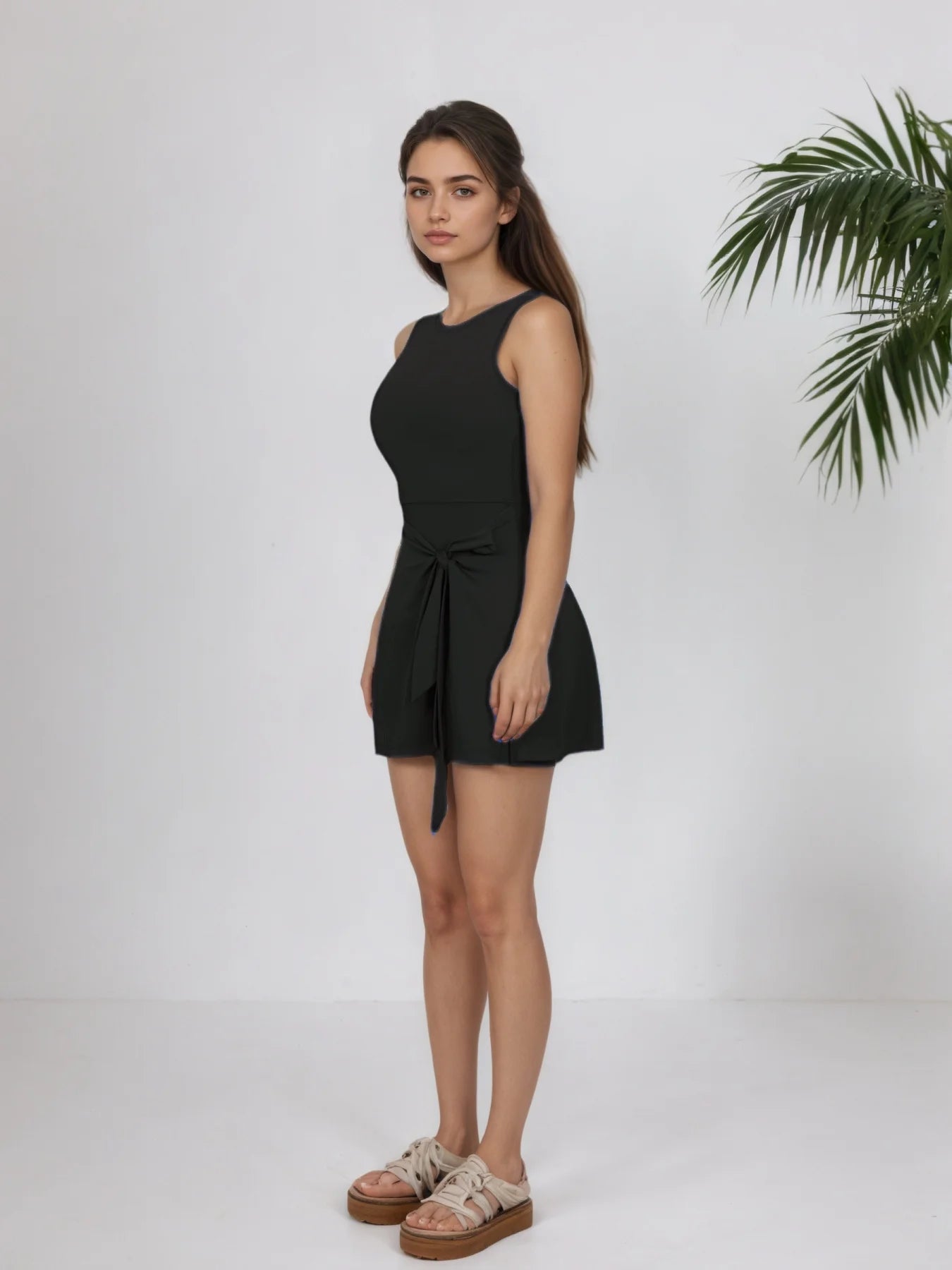 Women's Sleeveless Fit - and - Flare Workout Dress, Built - in Bra & Tie - Waist, Perfect for Tennis & Gym