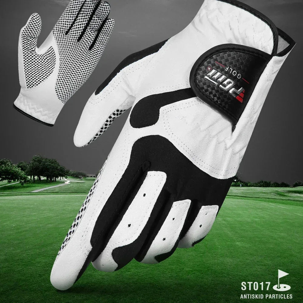 PGM Golf Gloves,Men's Left/Right Hand Anti-slip Particles Wear-resistant Gloves,Microfiber Cloth Golf Gloves ST017
