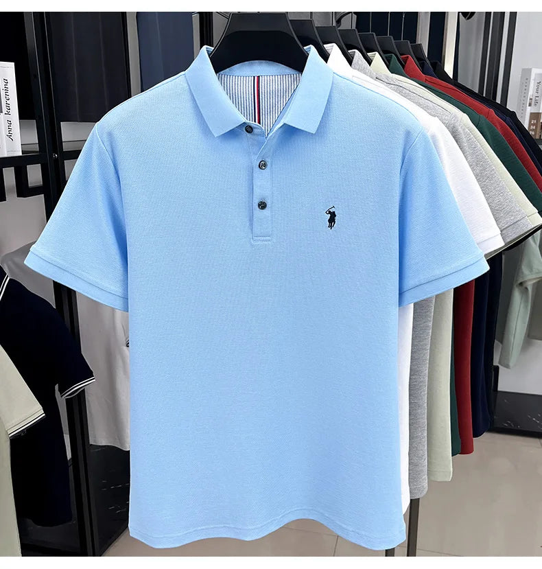 100% pure cotton high-end brand men's short sleeve polo shirt summer fashion original pony embroidery golf Paul  casual T-shirt