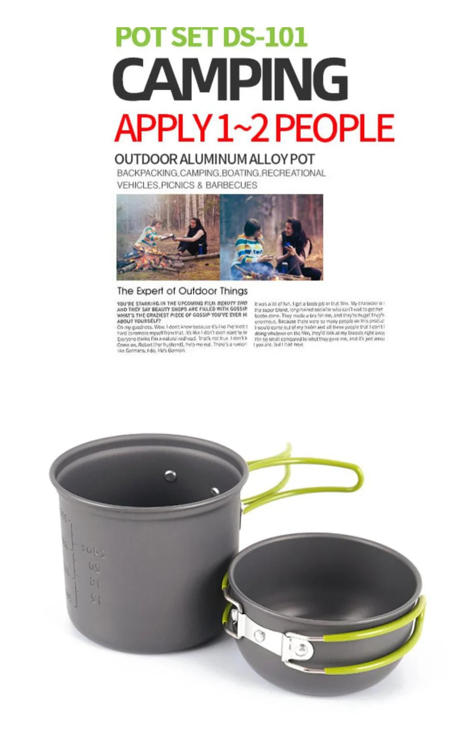 Ultralight Camping Pot Set 0.8L Aluminium Alloy 1-2 People