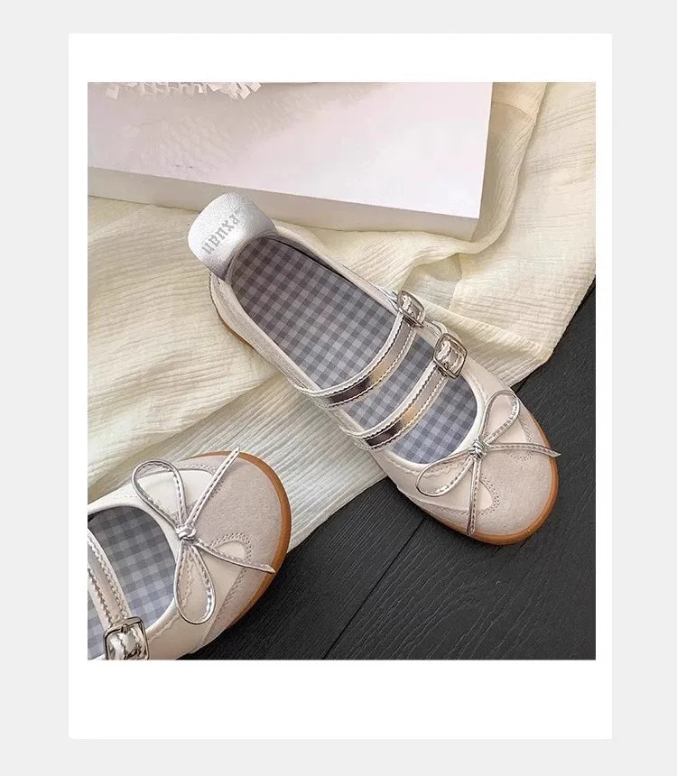 Women Flats Bow Ballet Dance Mary Jane Shoes Summer Sandals 2024 Fashion New Brand Dress Designer Casual Shallow Zapatos Mujer