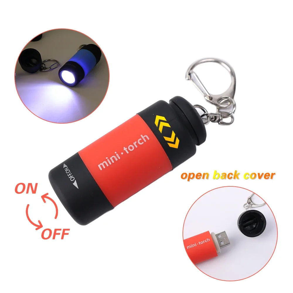 LED Micro Pocket Flashlight USB Rechargeable Keychain Waterproof