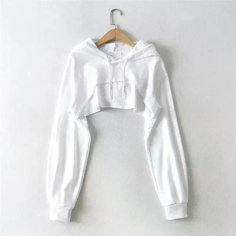 Hoodie Female Hoodie Personality Irregular Crop Ultra Short Style Long Sleeve Top Female Drop Shipping Sweatshirt Y2k Clothes