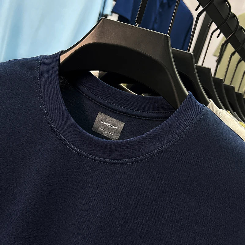 High end silky cotton breathable short sleeve T-shirt men summer designer Paul brand embroidered fashion casual round neck top