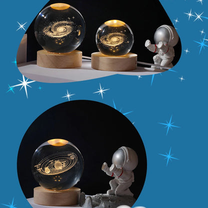 3D Crystal Galaxy Ball USB Night Lamp With Galaxy Projection