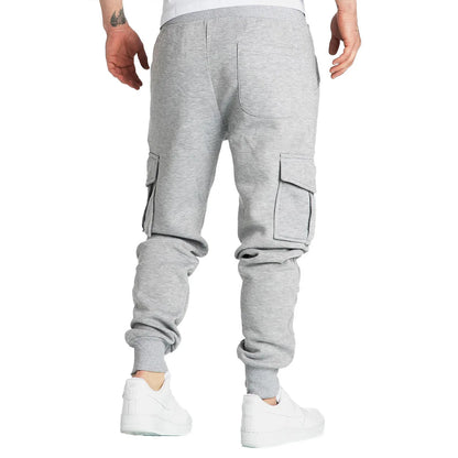 Men's Casual Cargo Sweatpants With Pockets, Drawstring Waist, Polyester, S-2XL